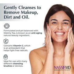 NassifMD cleanser texture close-up reveals soft, hydrating foam.