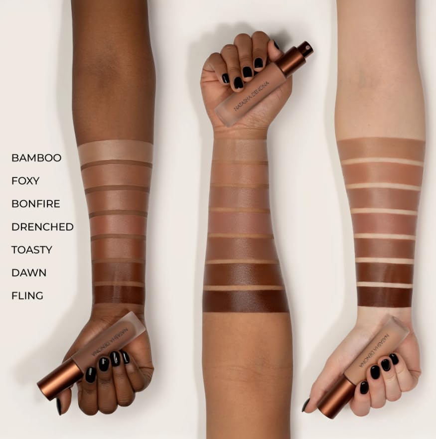 Natasha Denona HY-SCULPT Foxy swatch on cheek highlights natural matte finish