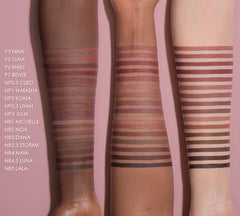 Natasha Denona Need A Nude Lip Crayon P3 Nina wear test with soft, defined look.
