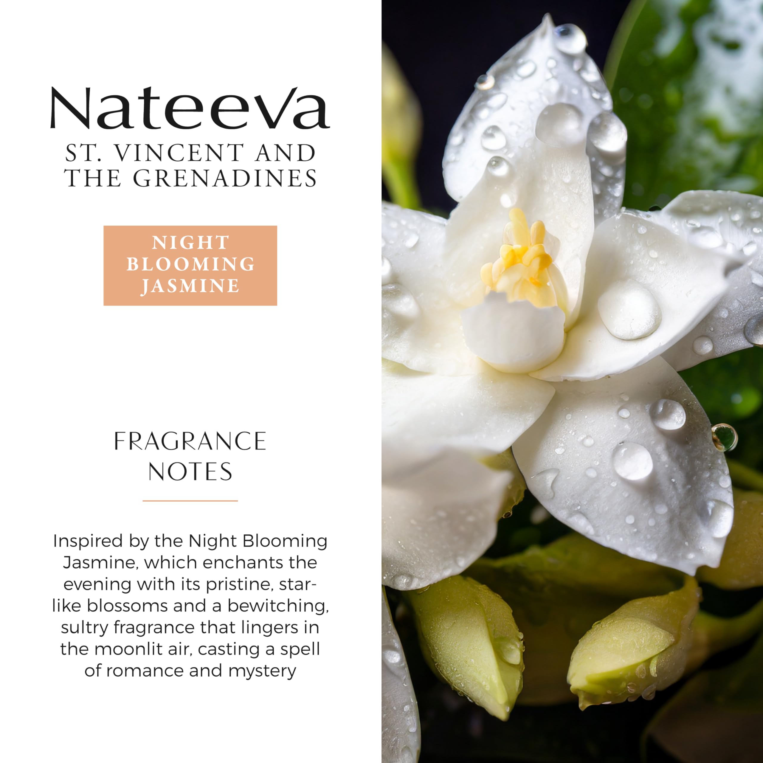 Nateeva St. Vincent Jasmine cap highlights refined craftsmanship and premium scent.