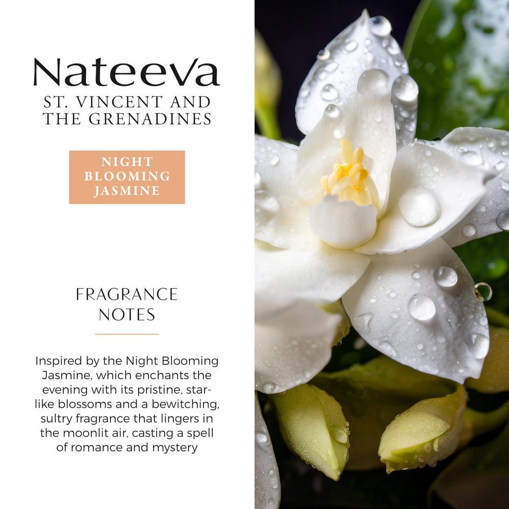 Nateeva St. Vincent Jasmine cap highlights refined craftsmanship and premium scent.
