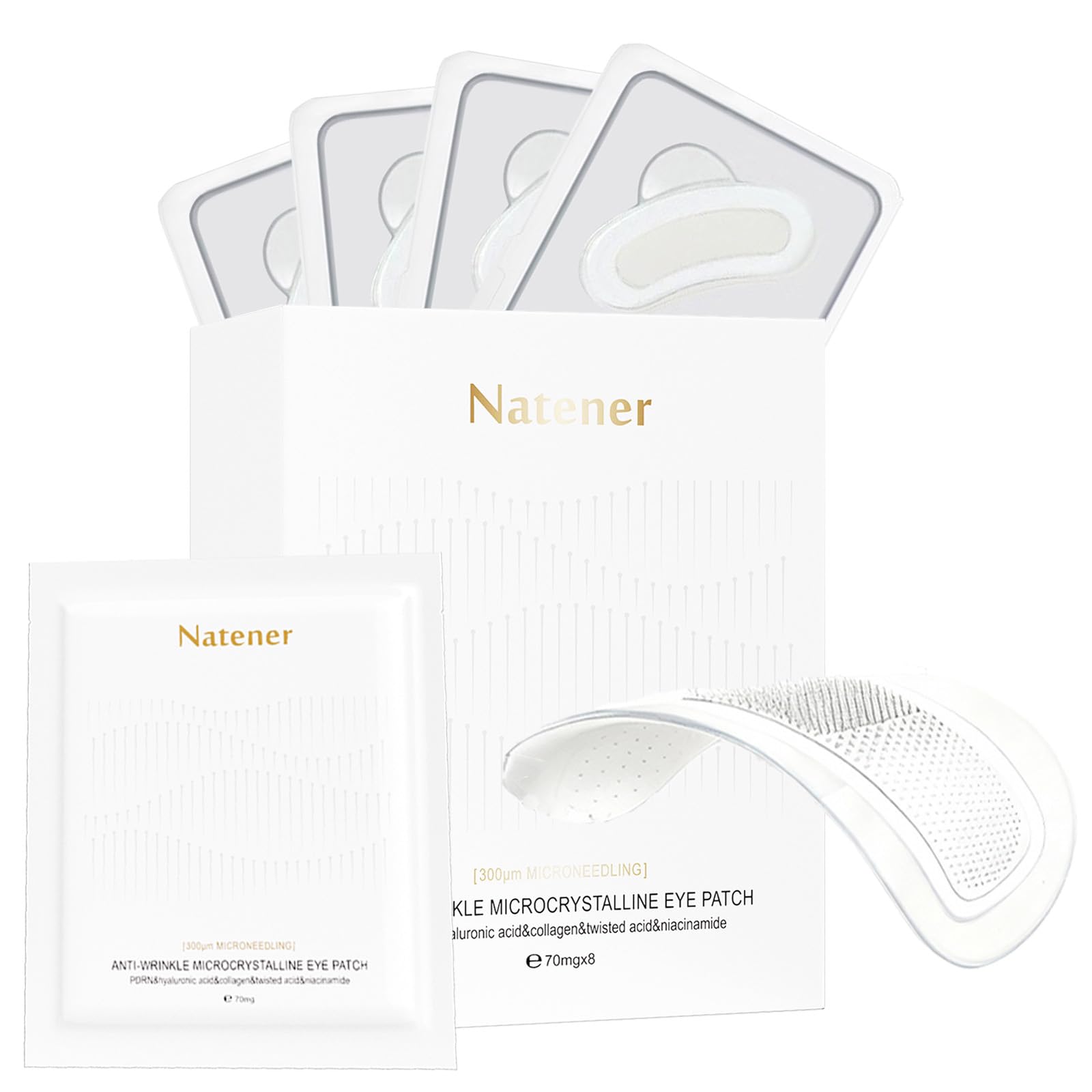 Natener PDRN eye patches applied under the eyes for soothing care