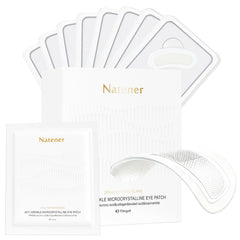 Natener PDRN micro eye patches close-up on skin for precise adhesion.