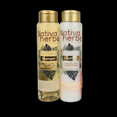 Nativa Herbal rosemary-onion conditioner bottle for smoother, easier styling.
