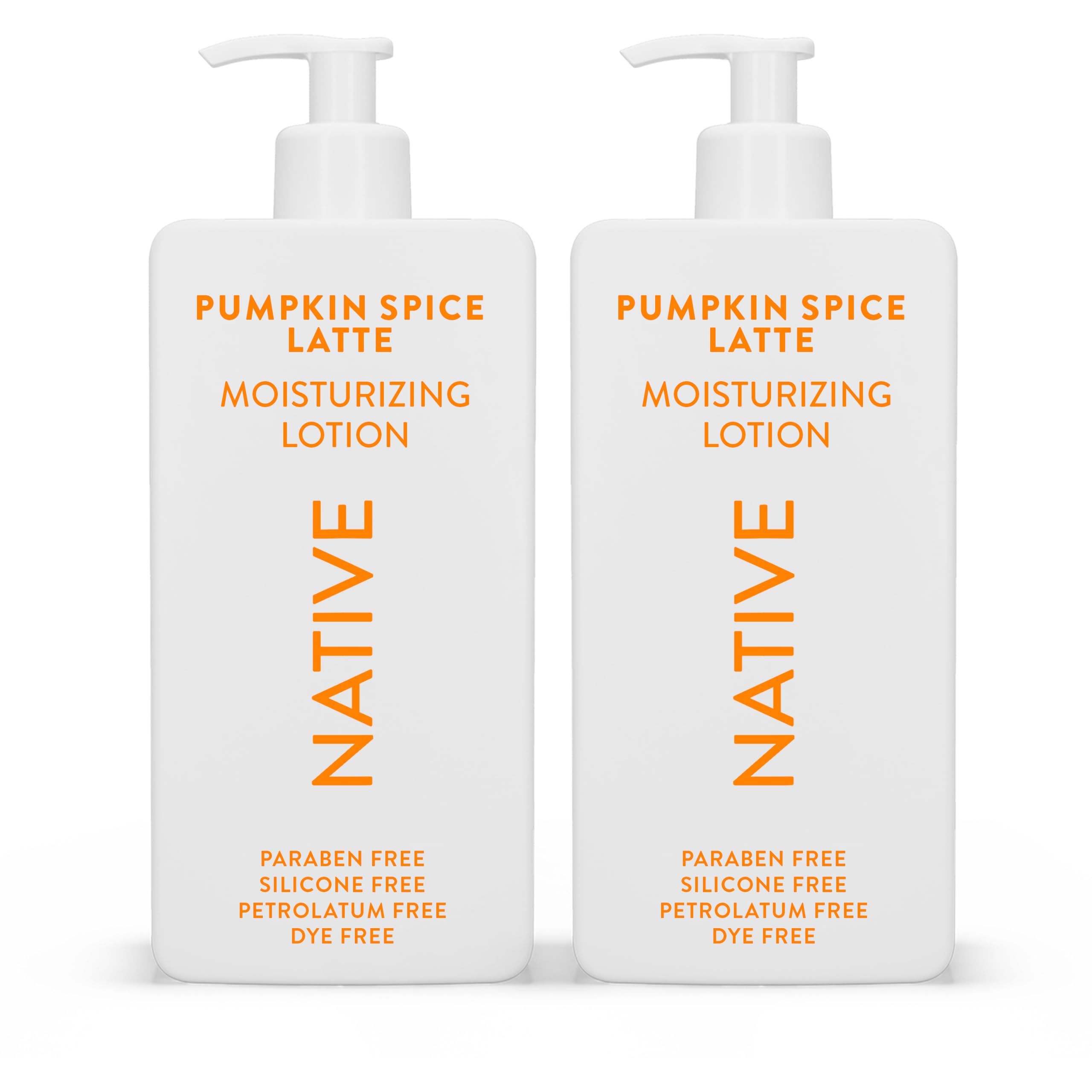 Native Body Lotion Pumpkin Spice Latte bottle with silky hydration for dry skin.