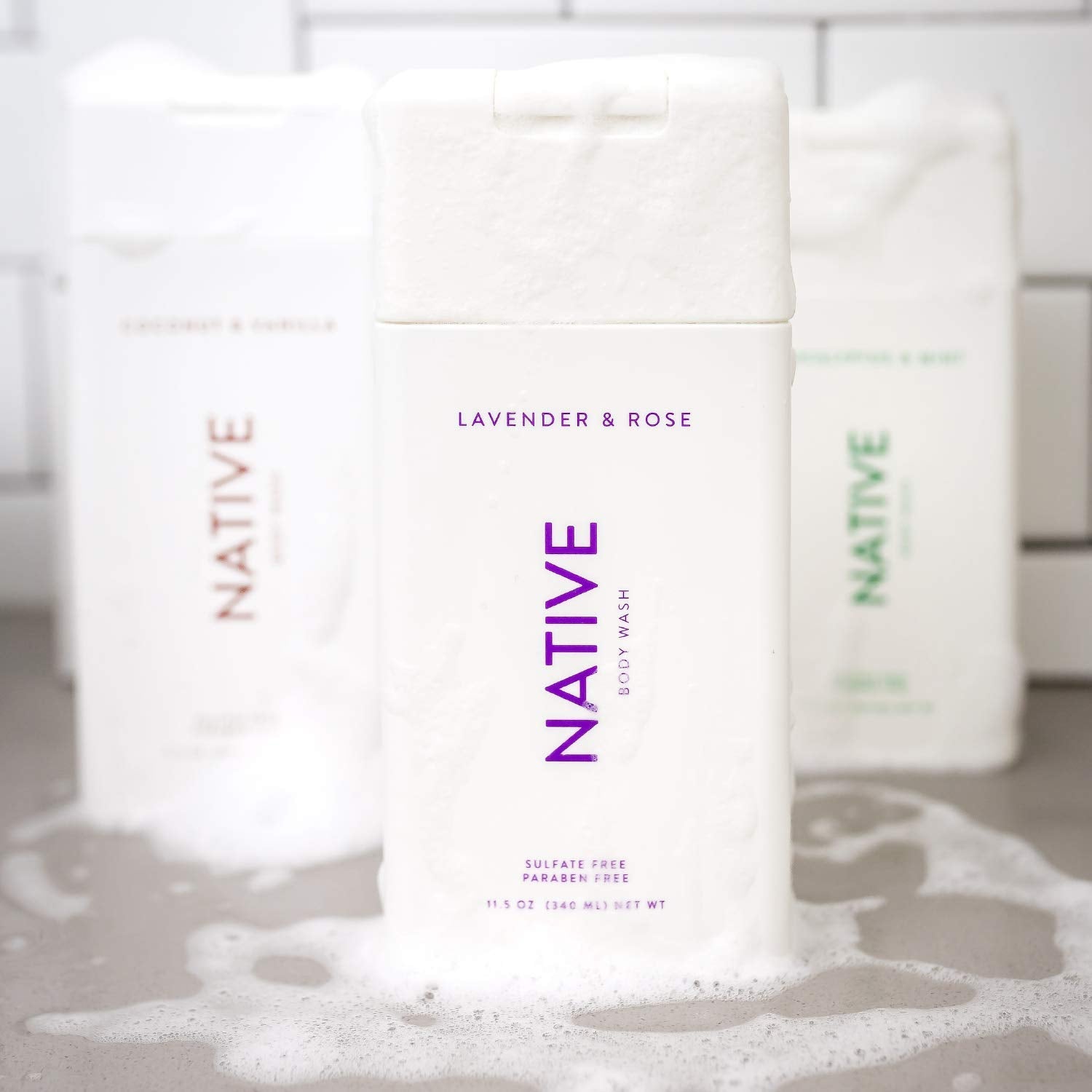 Native Body Wash 3 Pack coconut vanilla bottle with warm tropical scent