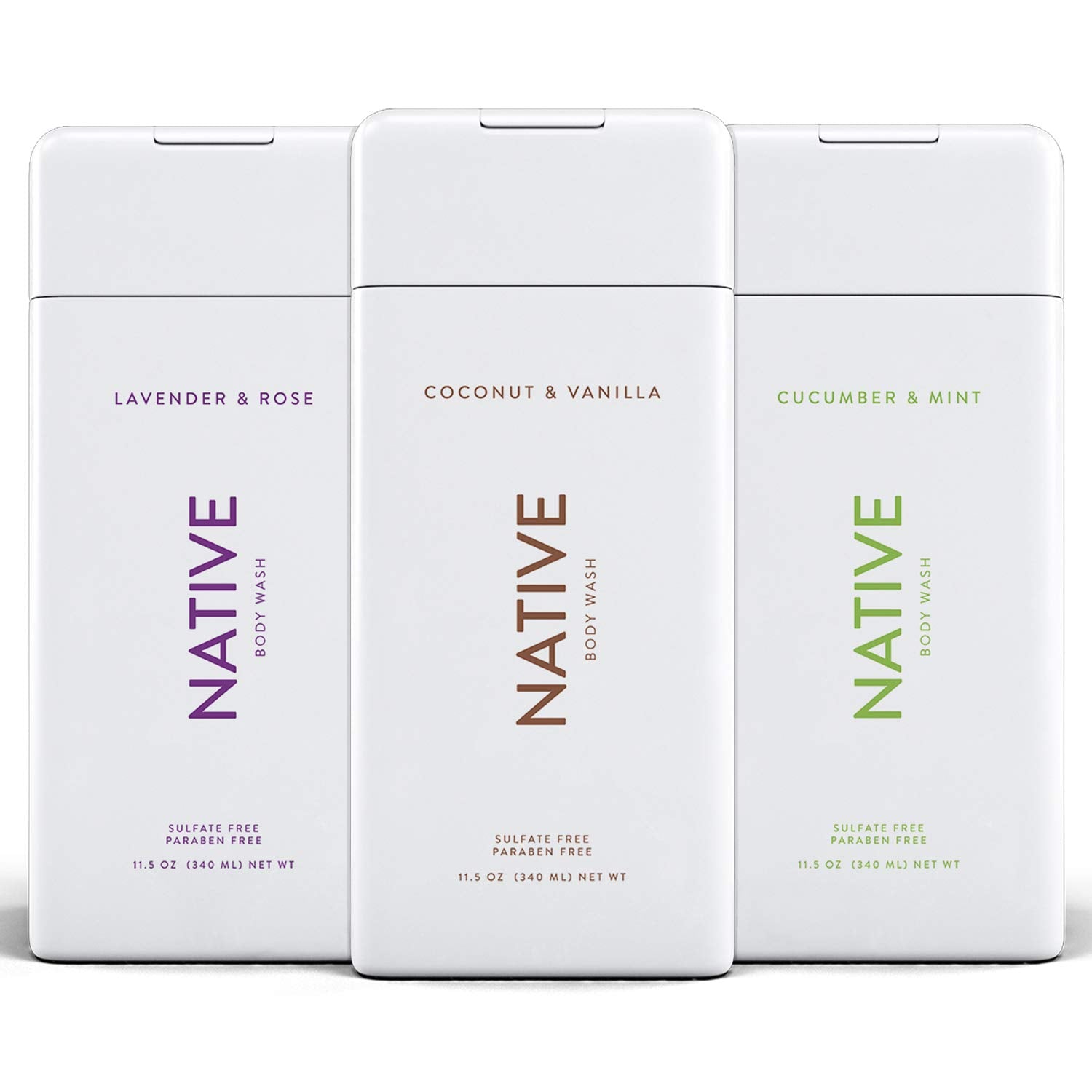 Native Body Wash 3 Pack cucumber mint bottle for a refreshing cleanse