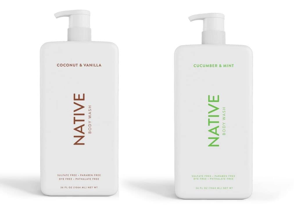 Native Body Wash Coconut Vanilla bottle with pump for easy dispensing and refreshing cleanse.