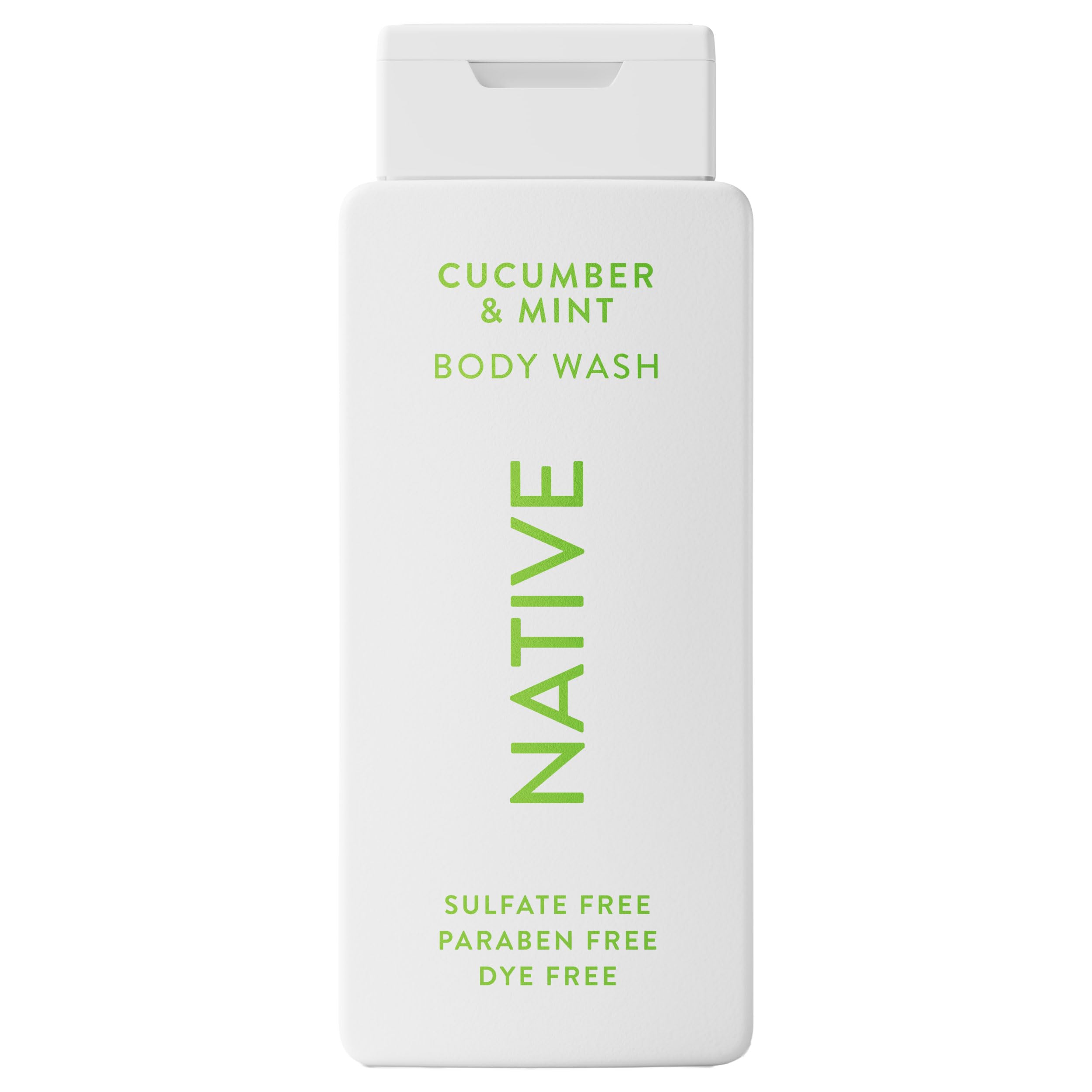 Native Body Wash cucumber mint bottle closeup for a refreshing cleanse