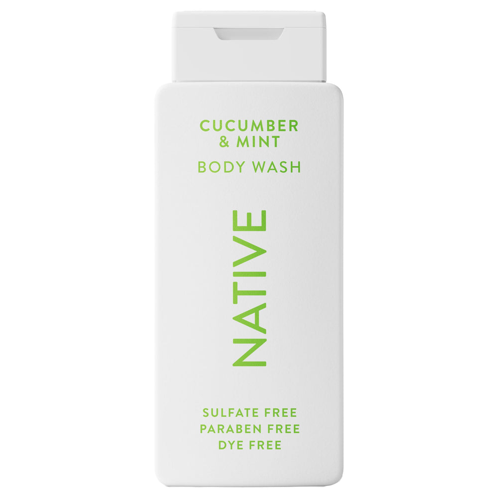 Native Body Wash cucumber mint bottle closeup for a refreshing cleanse