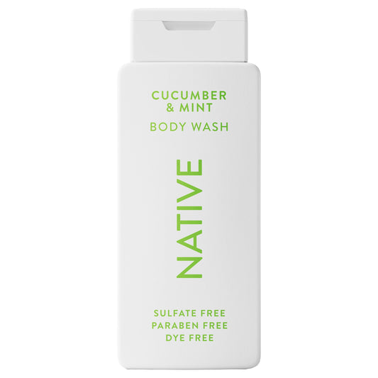 Native Body Wash cucumber mint bottle closeup for a refreshing cleanse