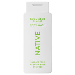 Native Body Wash cucumber mint bottle closeup for a refreshing cleanse