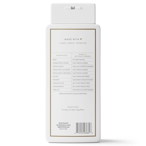 Native Body Wash dye-free formula suitable for sensitive skin.