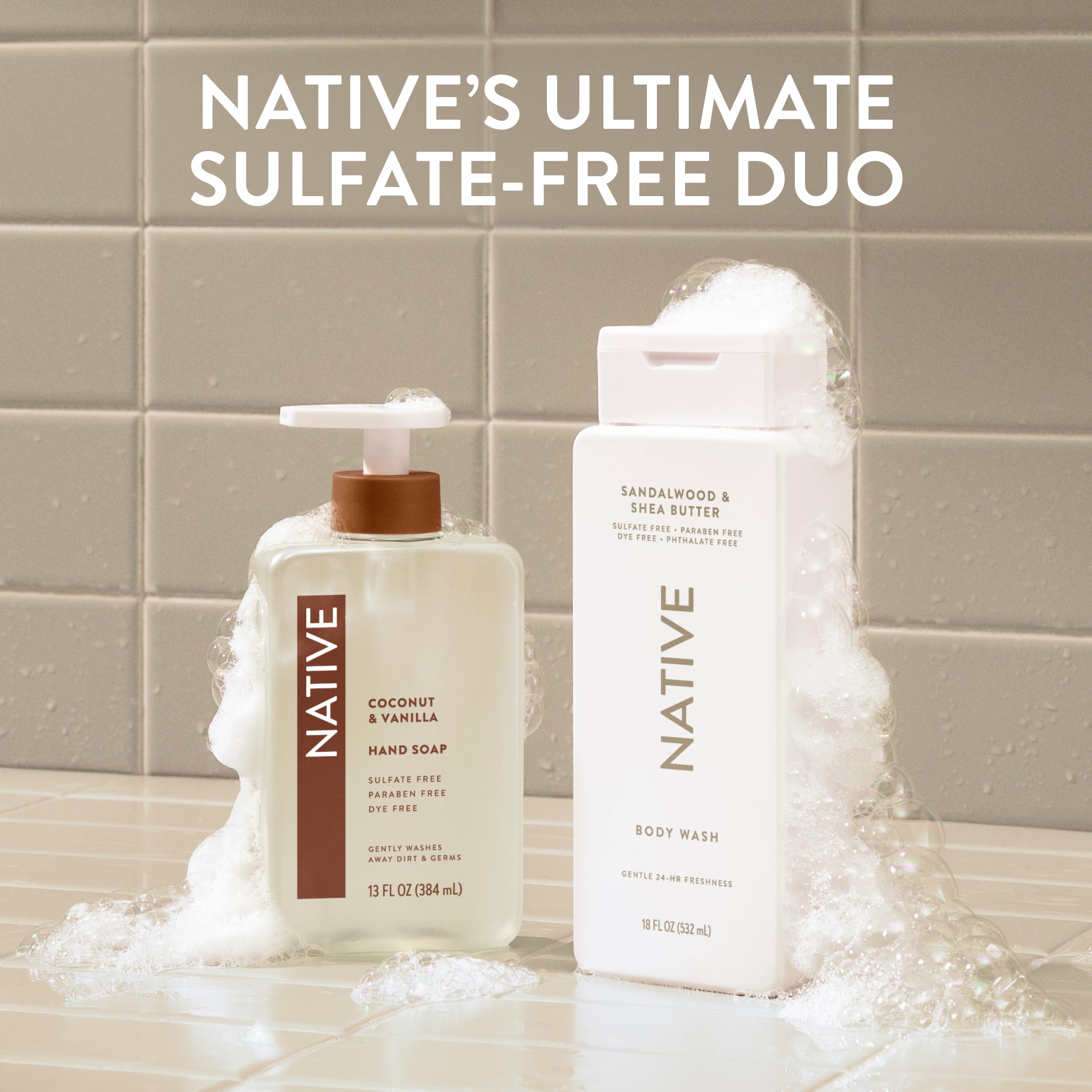 Native Body Wash fragrance sandalwood evokes spa-like relaxation.
