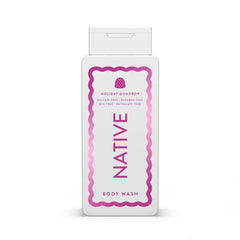 Native Body Wash Holiday Edition Gumdrop bottle pour—hydrating, skin-softening cleanse.
