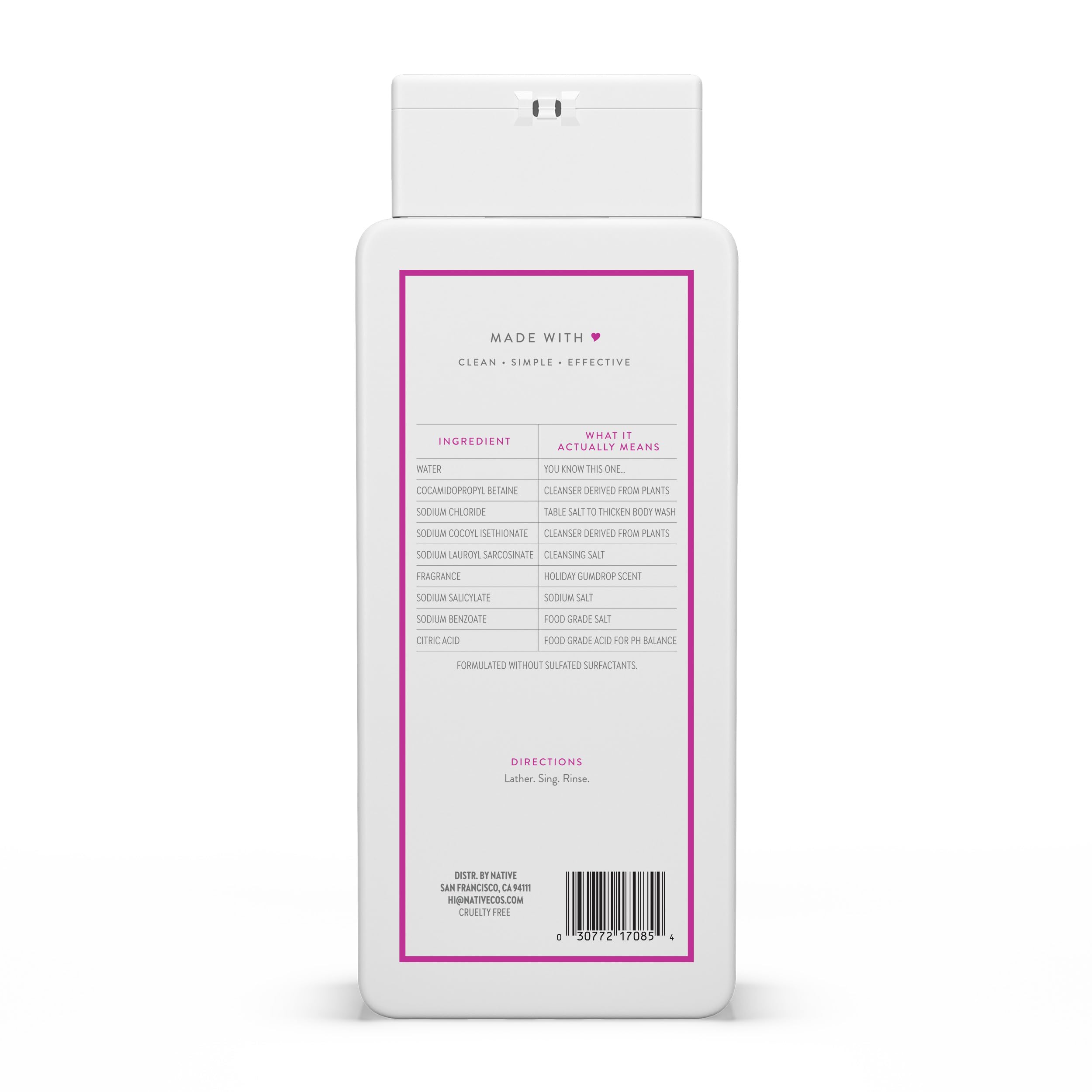 Native Body Wash Holiday Edition packaging—sulfate-free formula for gentle cleansing.