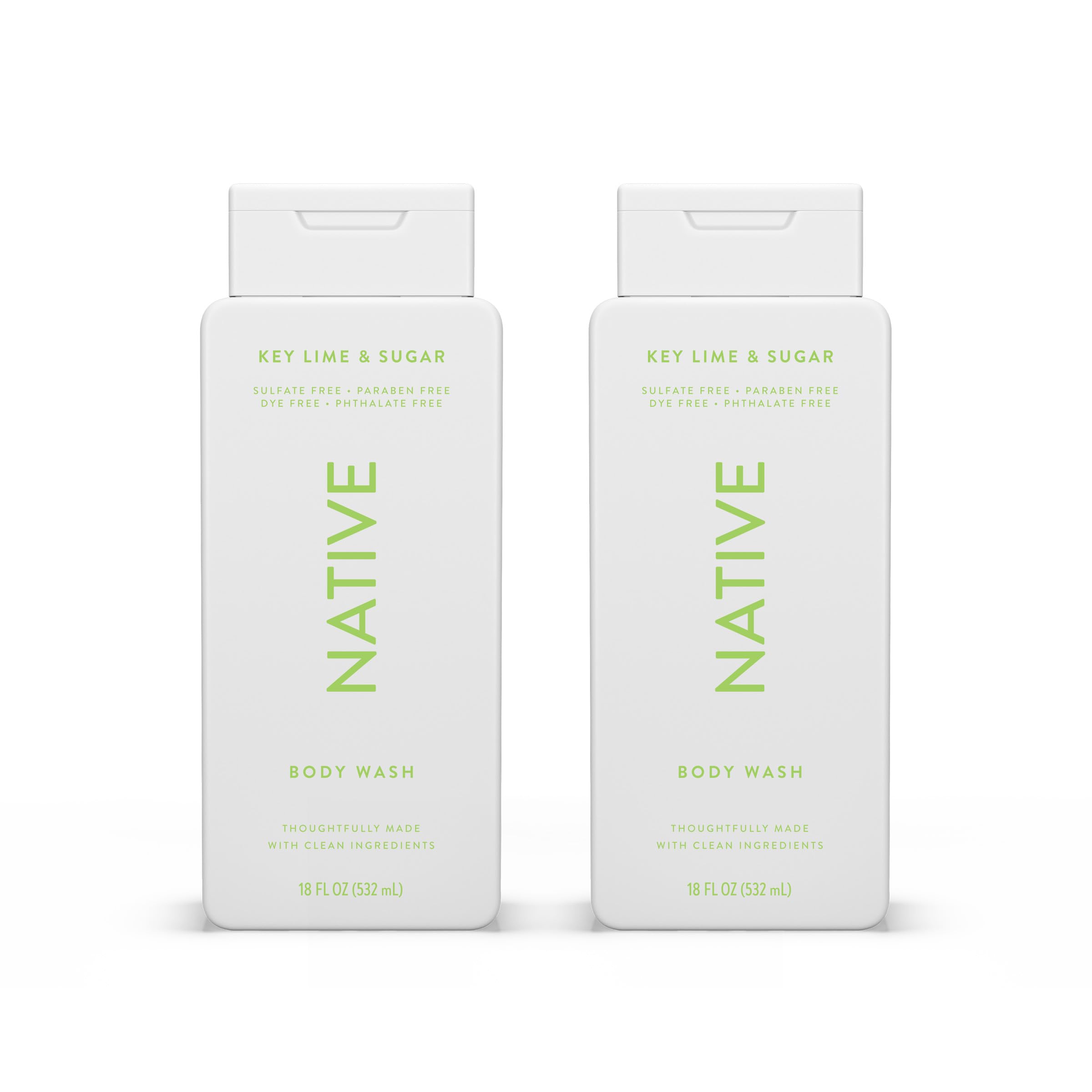 Native Body Wash Key Lime & Sugar bottle with refreshing aroma for a spa-like shower