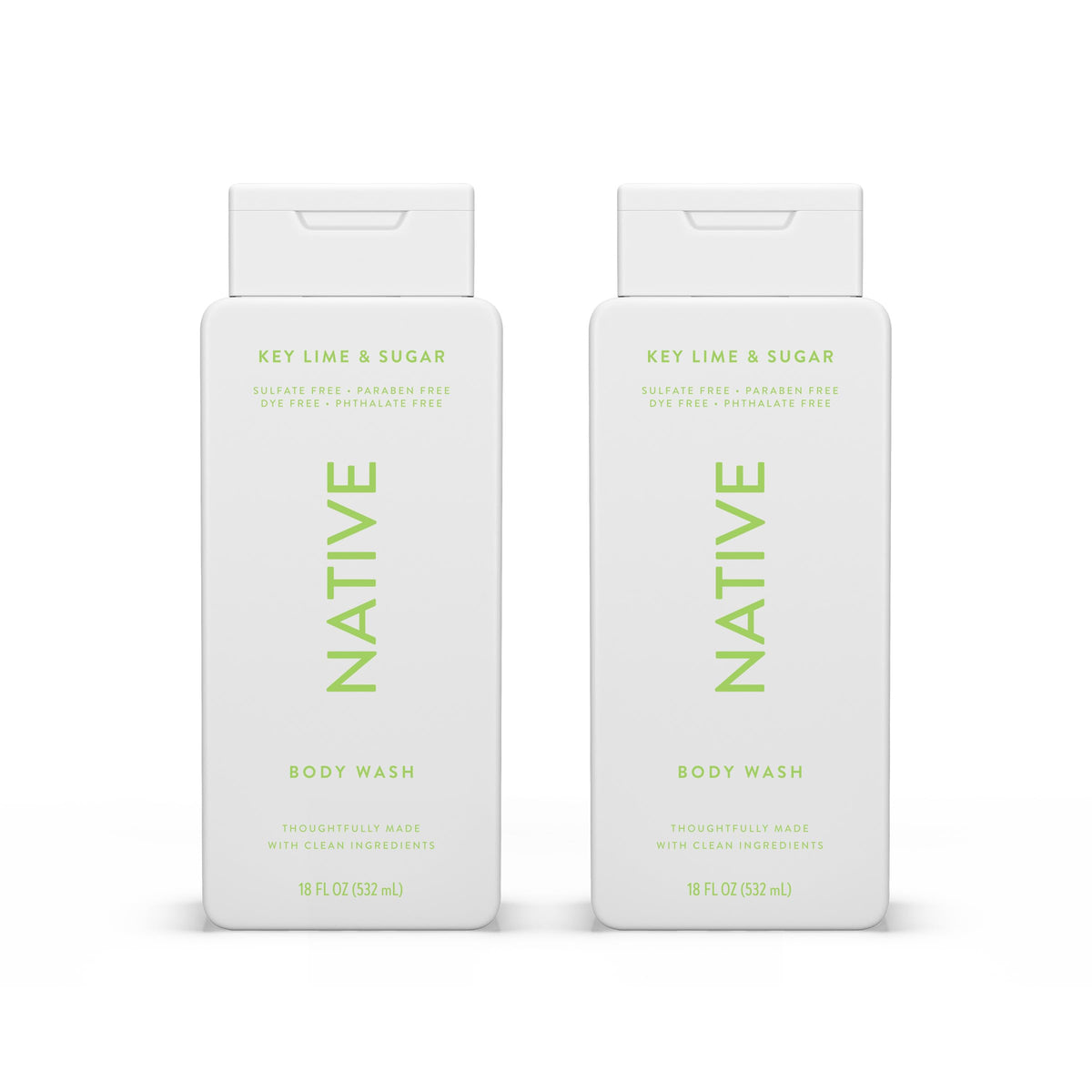 Native Body Wash Key Lime & Sugar bottle with refreshing aroma for a spa-like shower