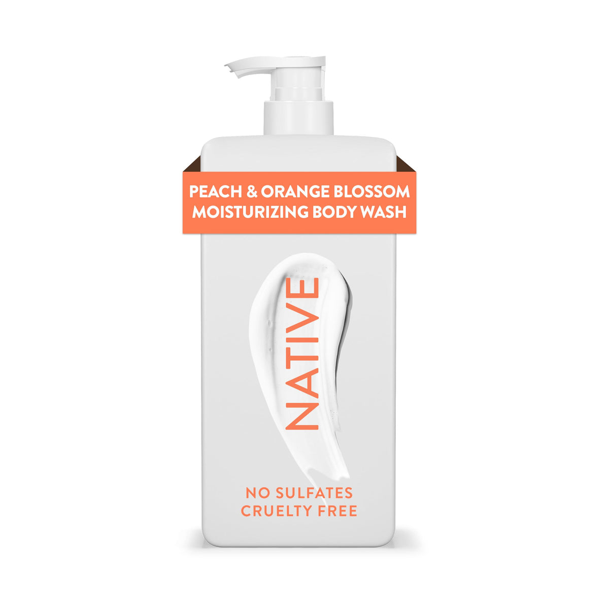 Native Moisturizing Body Wash bottle with Peach Orange Blossom for rich hydration
