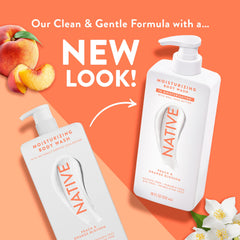Native body wash Peach Orange Blossom scent evokes refreshing shower experience