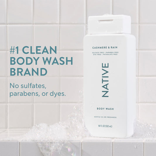 Native Body Wash rain bottle shot with refreshing mood cue