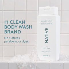 Native Body Wash rain bottle shot with refreshing mood cue