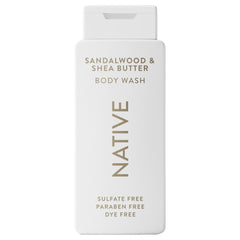 Native Body Wash sandalwood bottle pour for a refreshing, soothing shower.