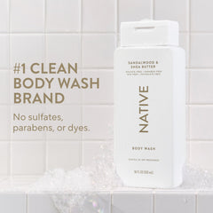 Native Body Wash shea butter cream highlighting hydrating lather.