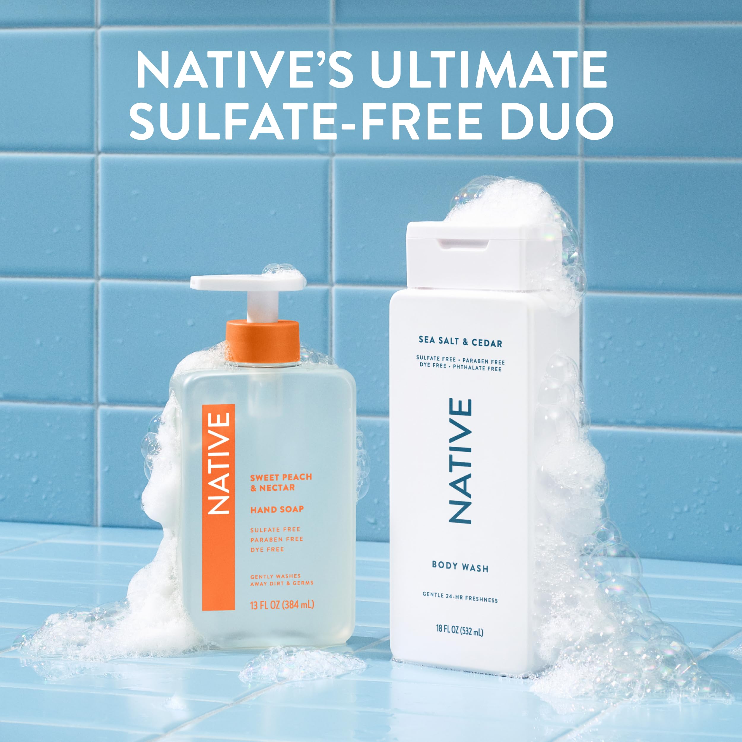 Native Body Wash bottle suggests soft skin from hydrating formula.