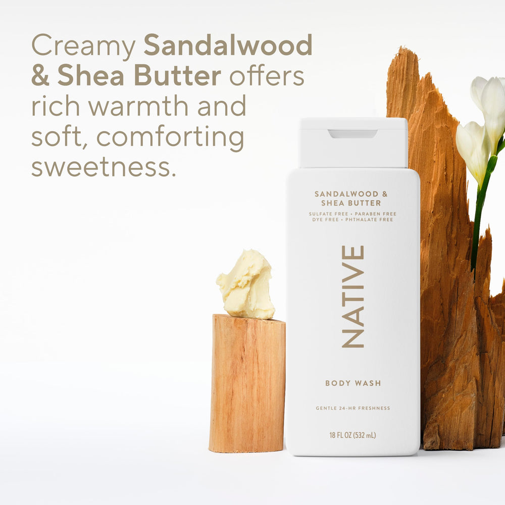 Native Body Wash sulfate-free formula cleanses gently.