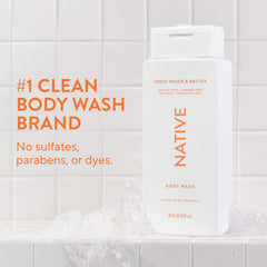 Native Body Wash lather close-up highlighting rich foam for a spa-like shower.
