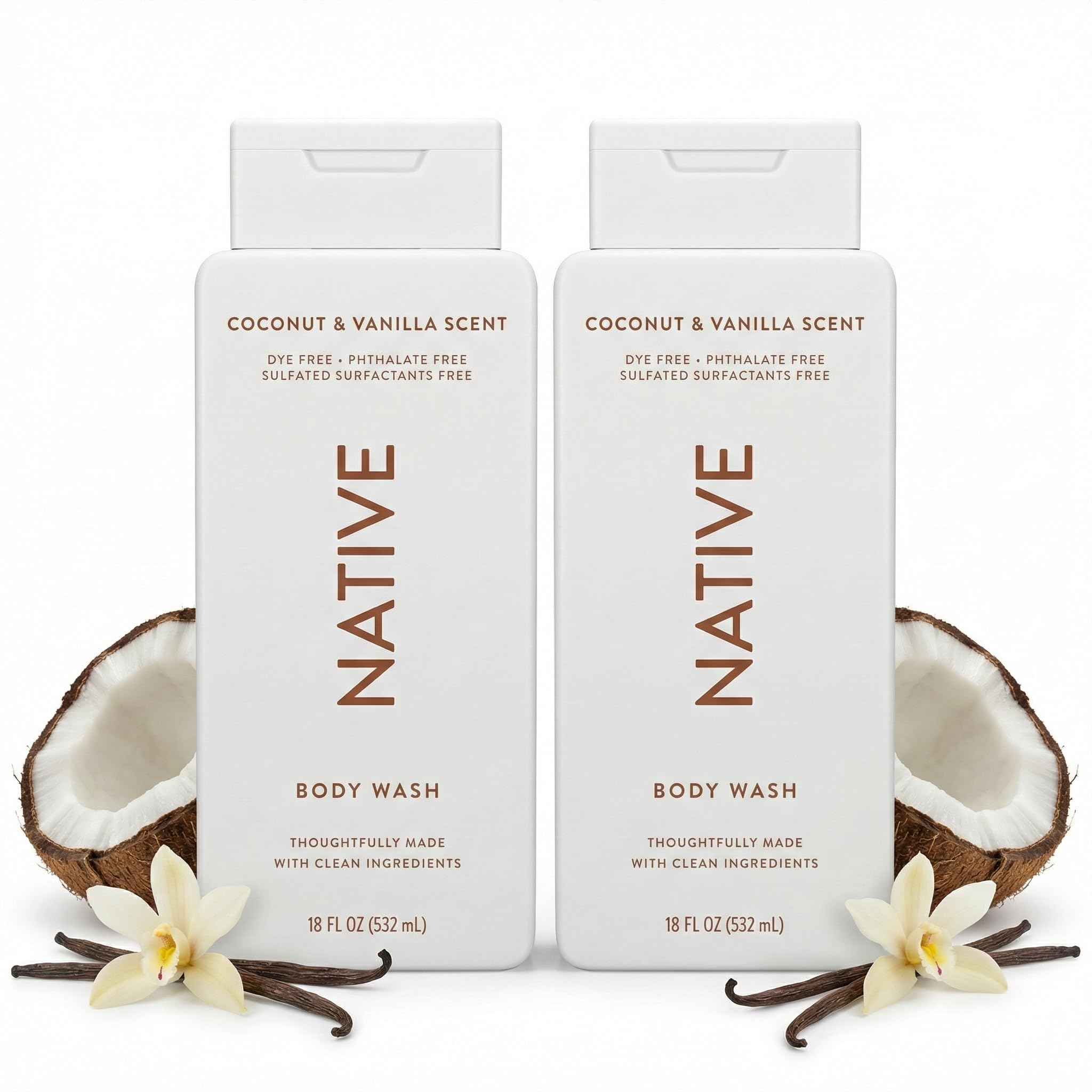 Native Coconut Vanilla body wash two-pack bottles for all skin types