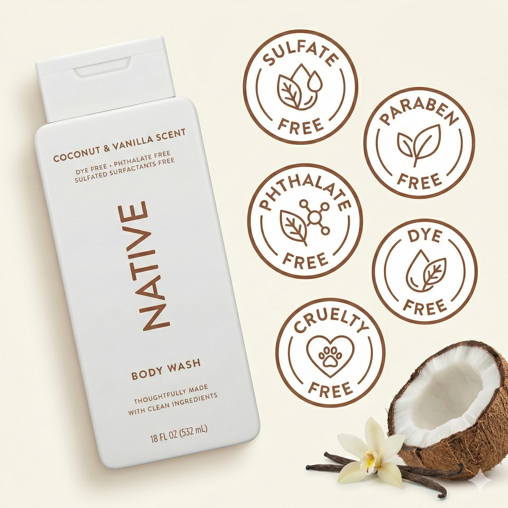 Close-up of rich lather from Native Coconut Vanilla wash