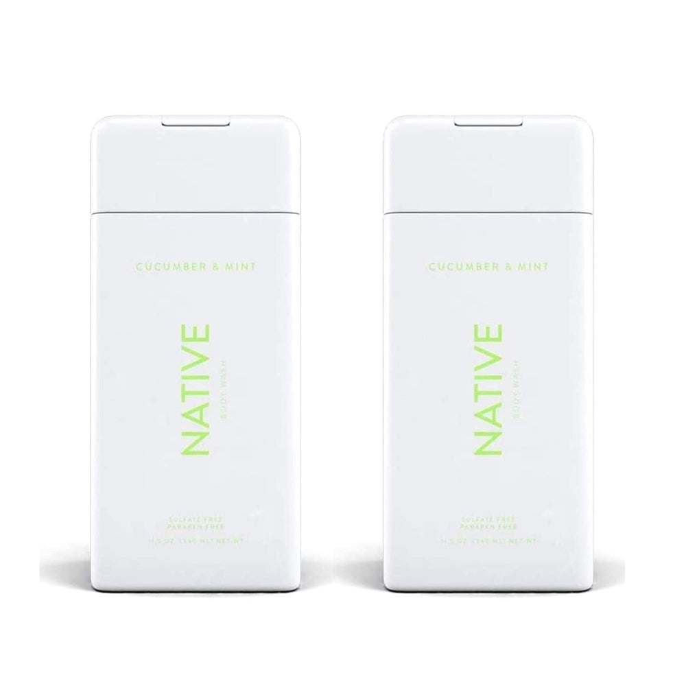 Native cucumber-mint body wash bottle 1: refreshing scent for an energizing morning shower.