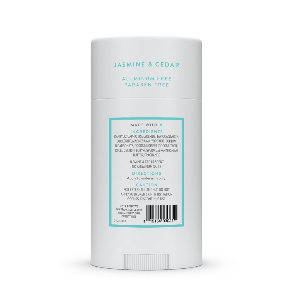 Native Jasmine & Cedar scent notes with jasmine and cedar highlights on label.