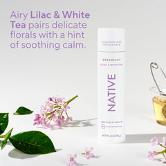 Native Deodorant Lilac and White Tea application shot conveys quick-dry comfort.