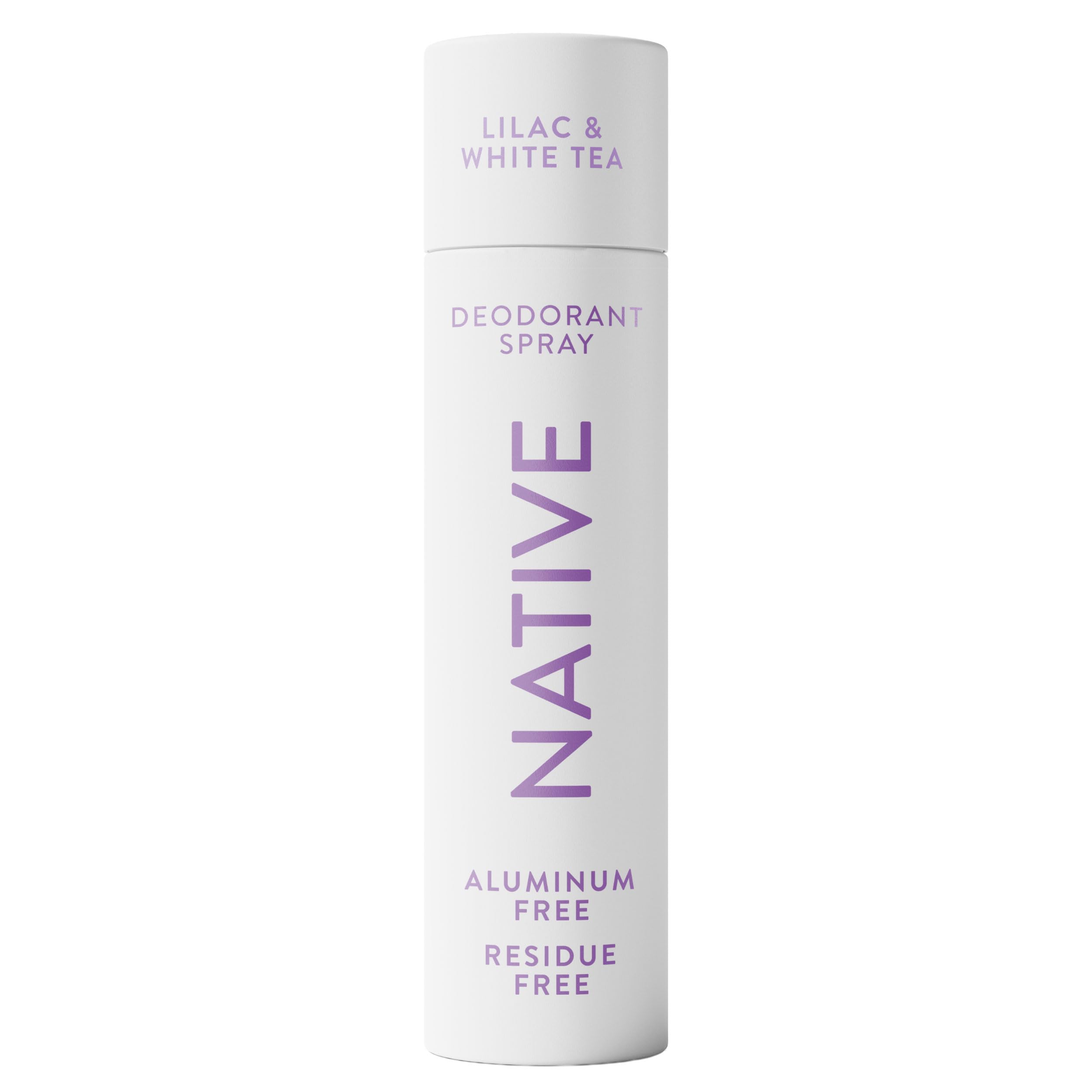 Native Deodorant Lilac and White Tea bottle shows premium packaging for all-day freshness.