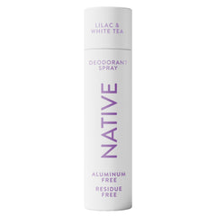 Native Deodorant Lilac and White Tea bottle shows premium packaging for all-day freshness.
