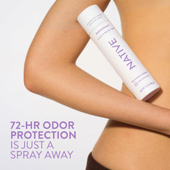 Native Deodorant Lilac and White Tea label closeup highlights aluminum-free formula.