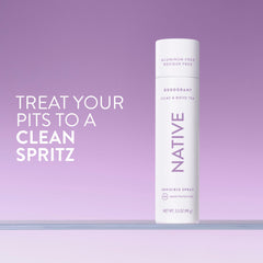 Native Deodorant Lilac and White Tea spray demonstrates immediate odor control in action.