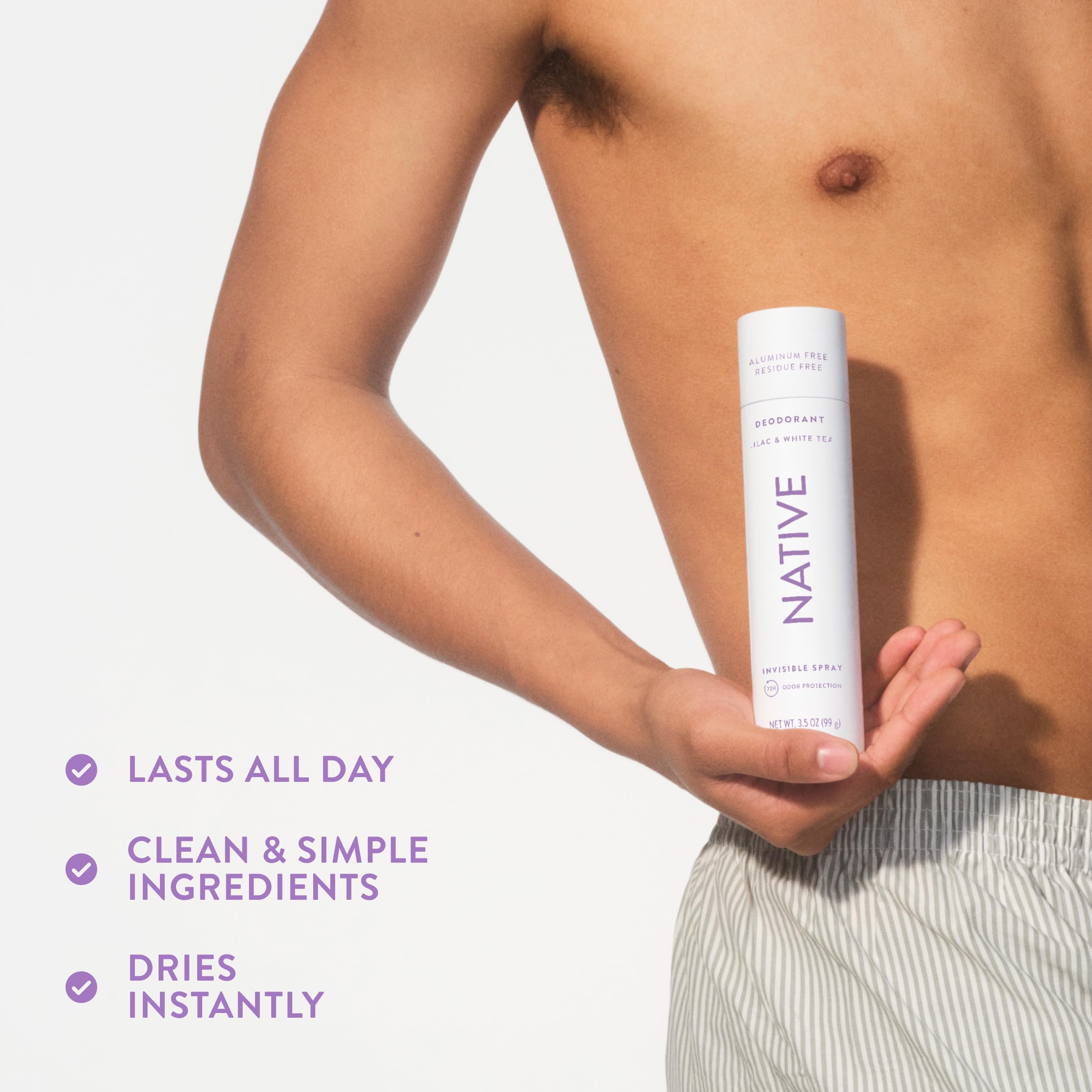 Native Deodorant packaging emphasizes travel-friendly size for everyday use.
