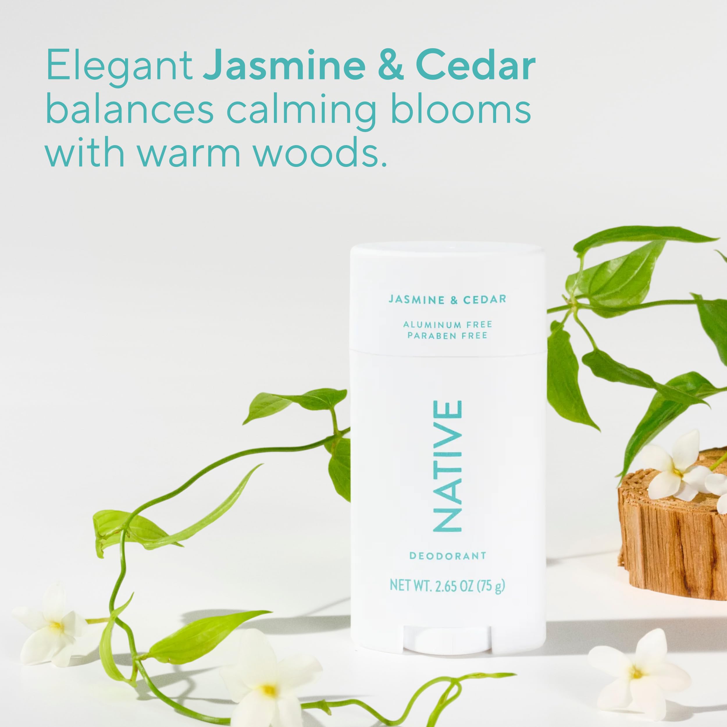 Native Jasmine & Cedar scent close-up conveys soft fragrance experience.