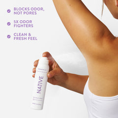 Native Deodorant Lilac and White Tea scent visuals evoke luxurious freshness.