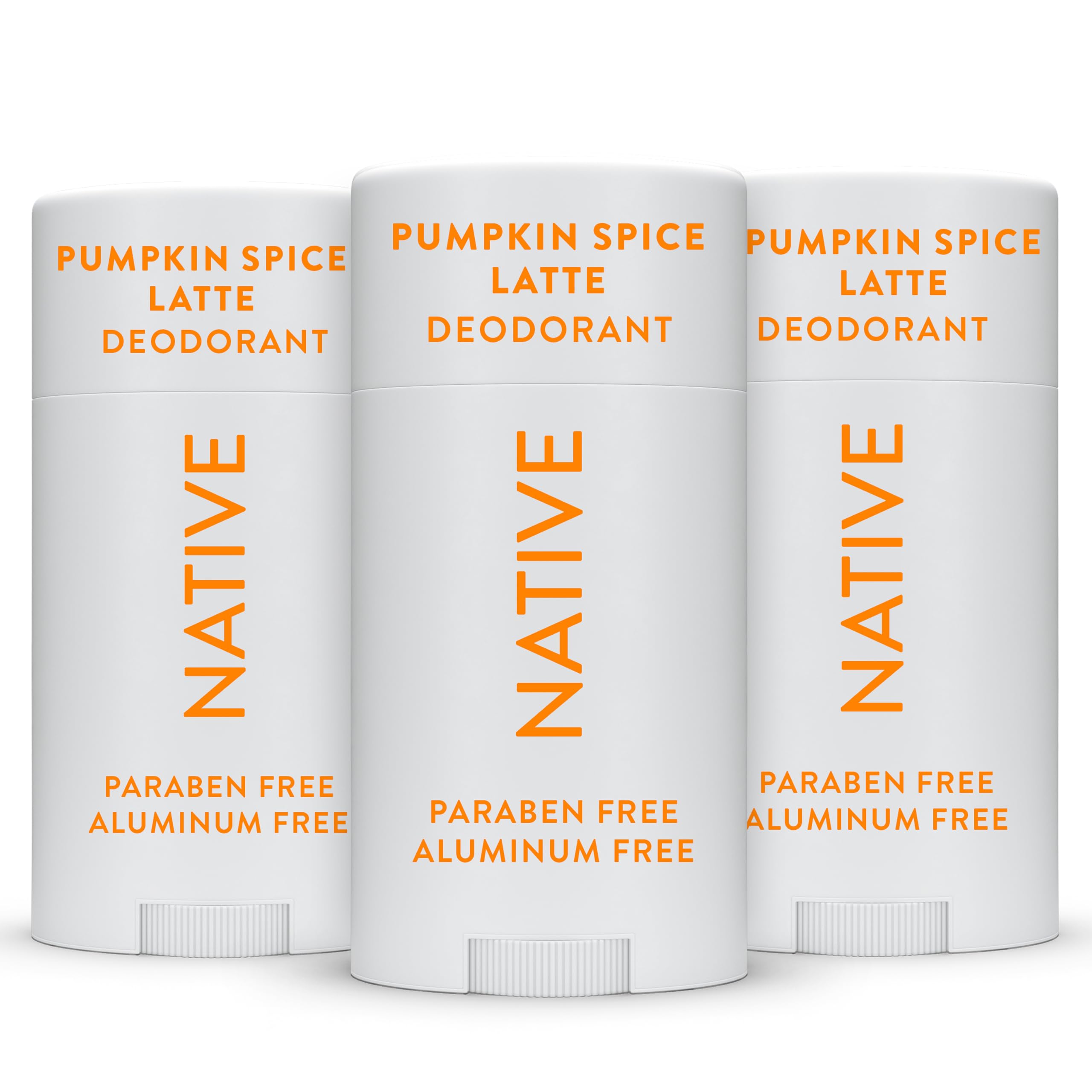 Native deodorant stick with pumpkin spice scent, aluminum-free formula for long-lasting odor control.