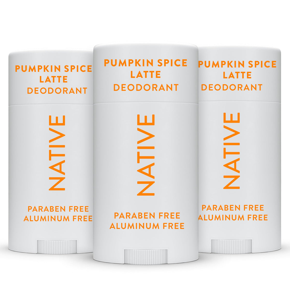 Native deodorant stick with pumpkin spice scent, aluminum-free formula for long-lasting odor control.
