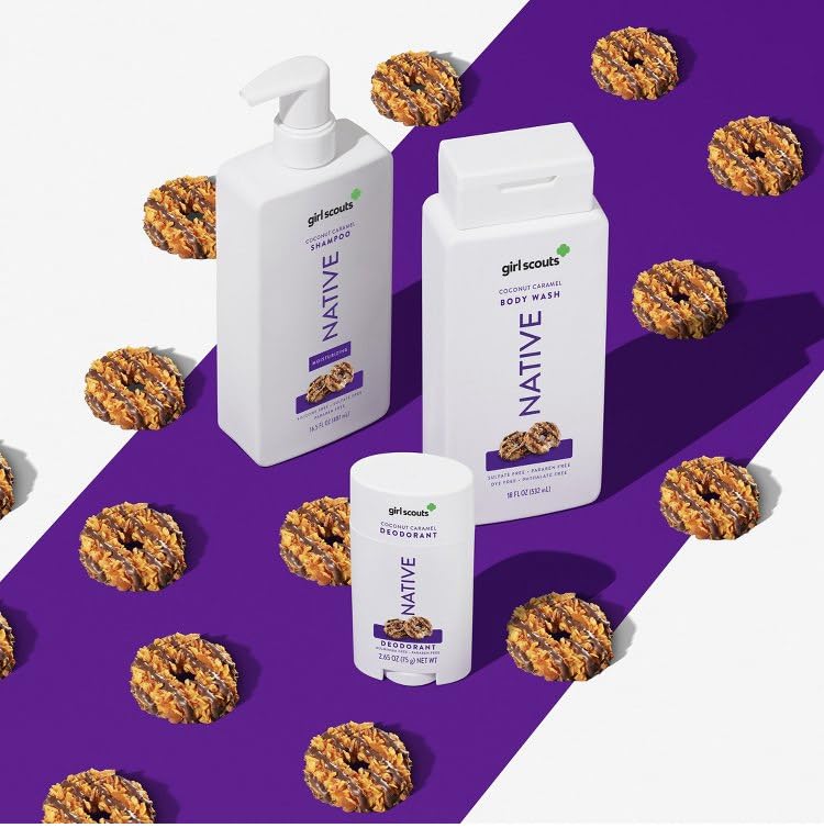 Native Girl Scout Coconut Caramel Deodorant application demonstrates easy swipe-on use for active days.