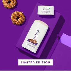 Native Girl Scout Coconut Caramel Deodorant stick highlights smooth, non-greasy application.