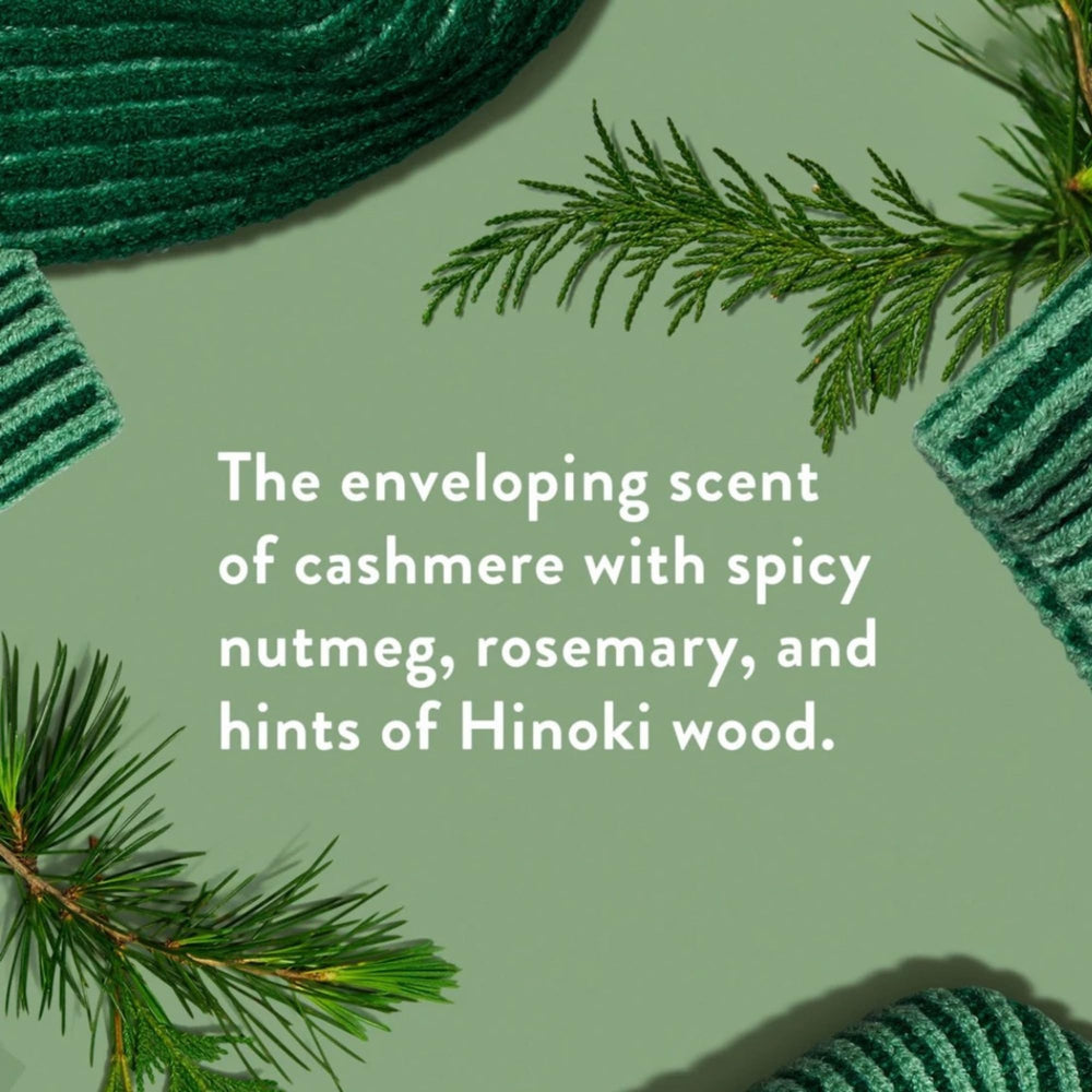 Native Winter Cashmere bottle showcases nutmeg and rosemary for a cozy bathroom moment