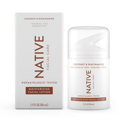 Native Moisturizing Daily Facial Moisturizer bottle demonstrates lightweight hydration for daily softness