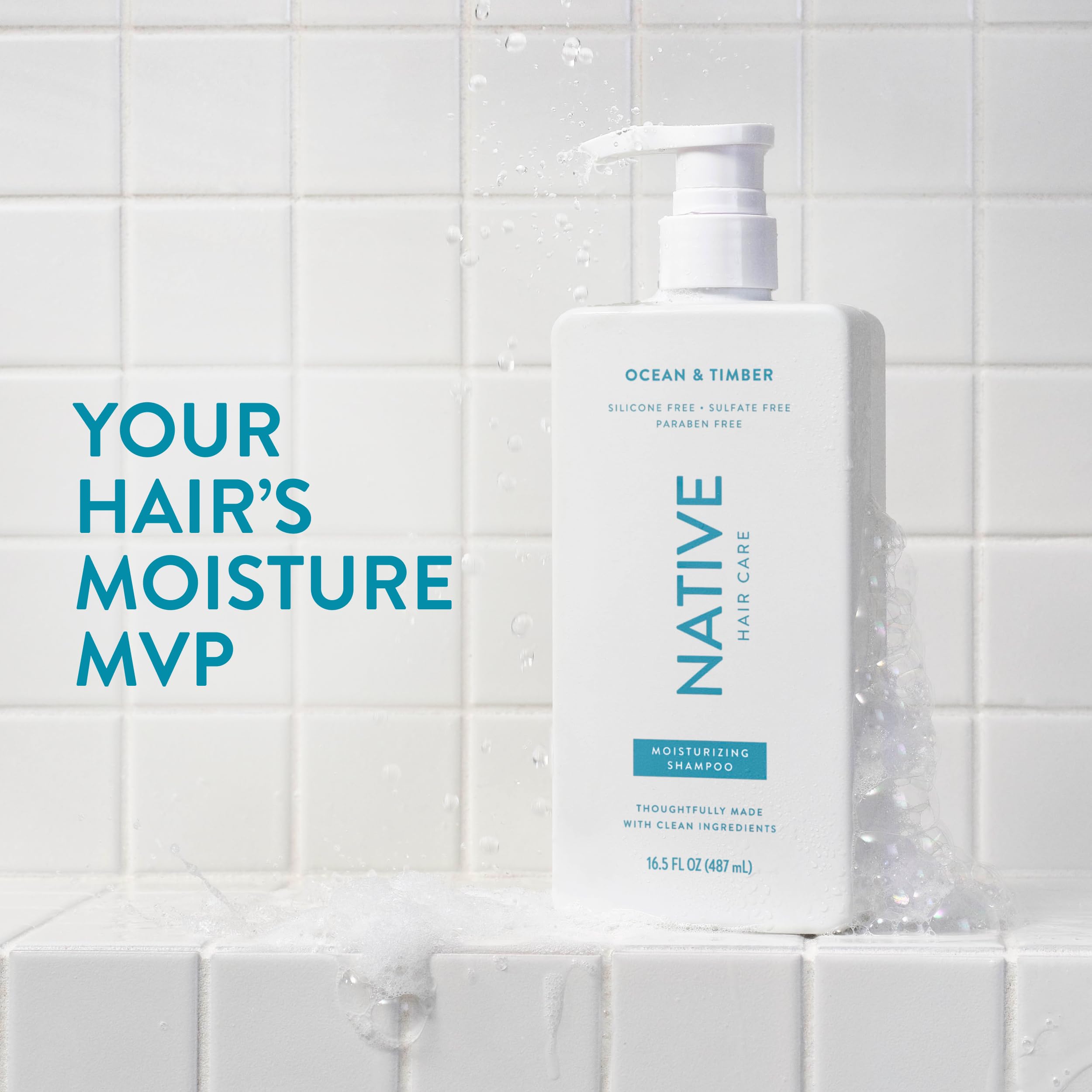 Native Ocean & Timber conditioner bottle pour for gentle moisture and manageability